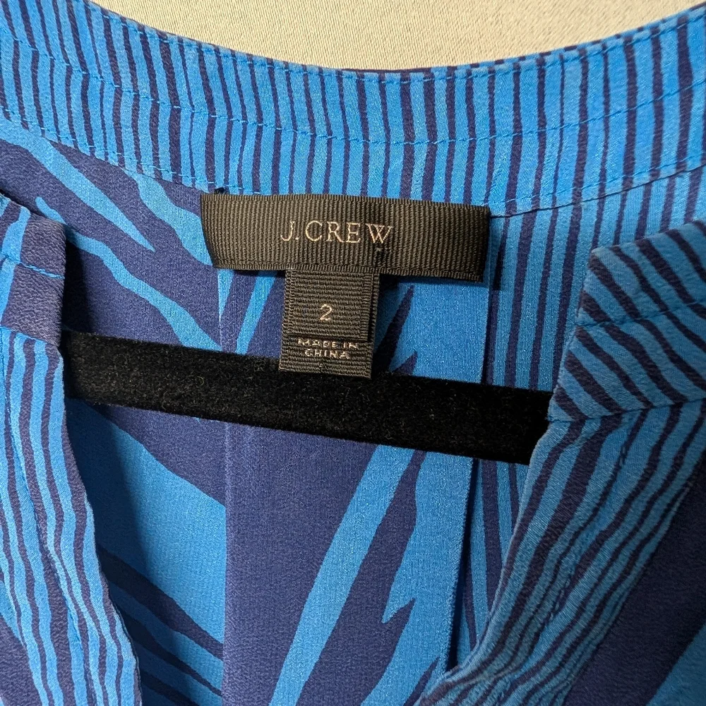 100% Silk Blue Floral Blouse Size 2 By J. Crew